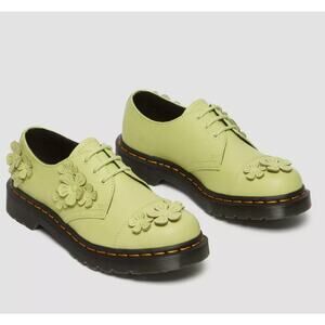 New Dr. Marten 1461 Flower Applique Leather Oxfords Shoes Green Women's Size 8